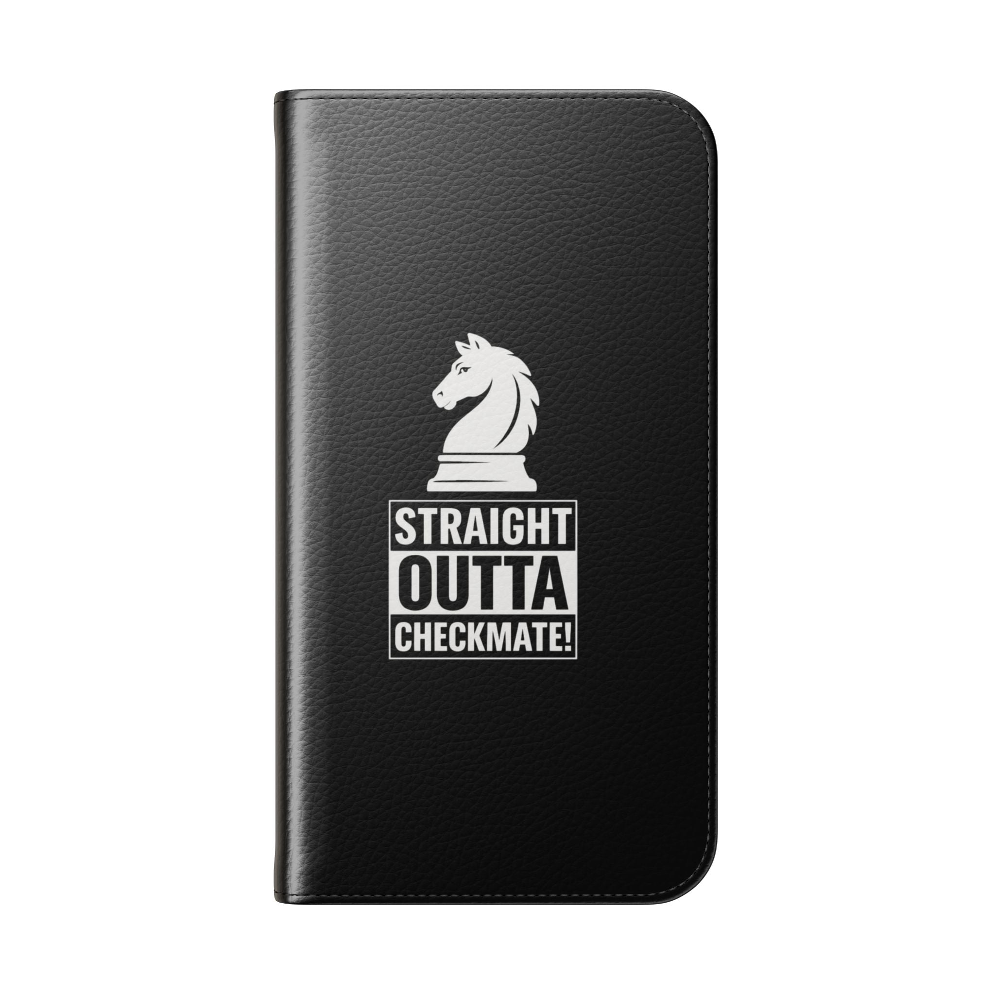 Chess Knight Flip Phone Case — "Straight Outta Checkmate" Wallet Cover