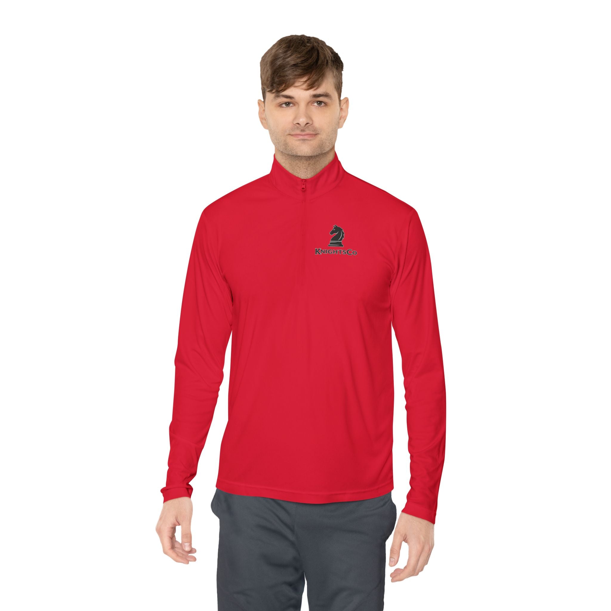Quarter-Zip Pullover — Minimal Knight Logo