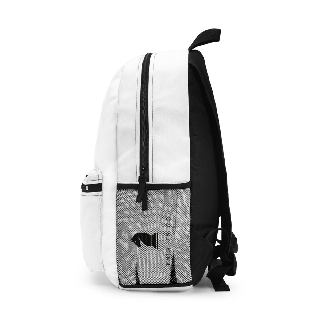 KnightsCo Knight Logo Backpack — White Stylish School & Travel Bag