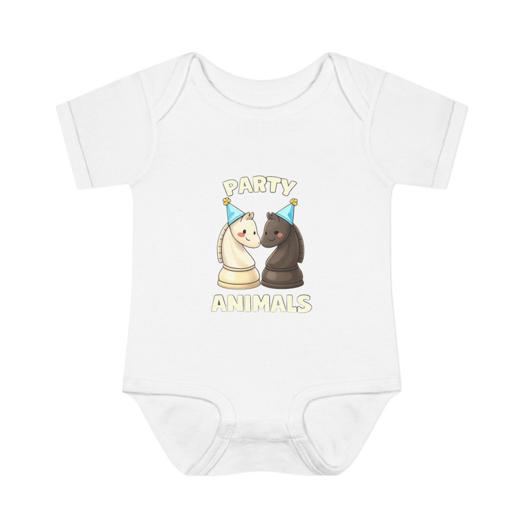 Baby Bodysuit — "Party Animals" Chess Knight Infant Onesie (Cute Birthday Outfit)