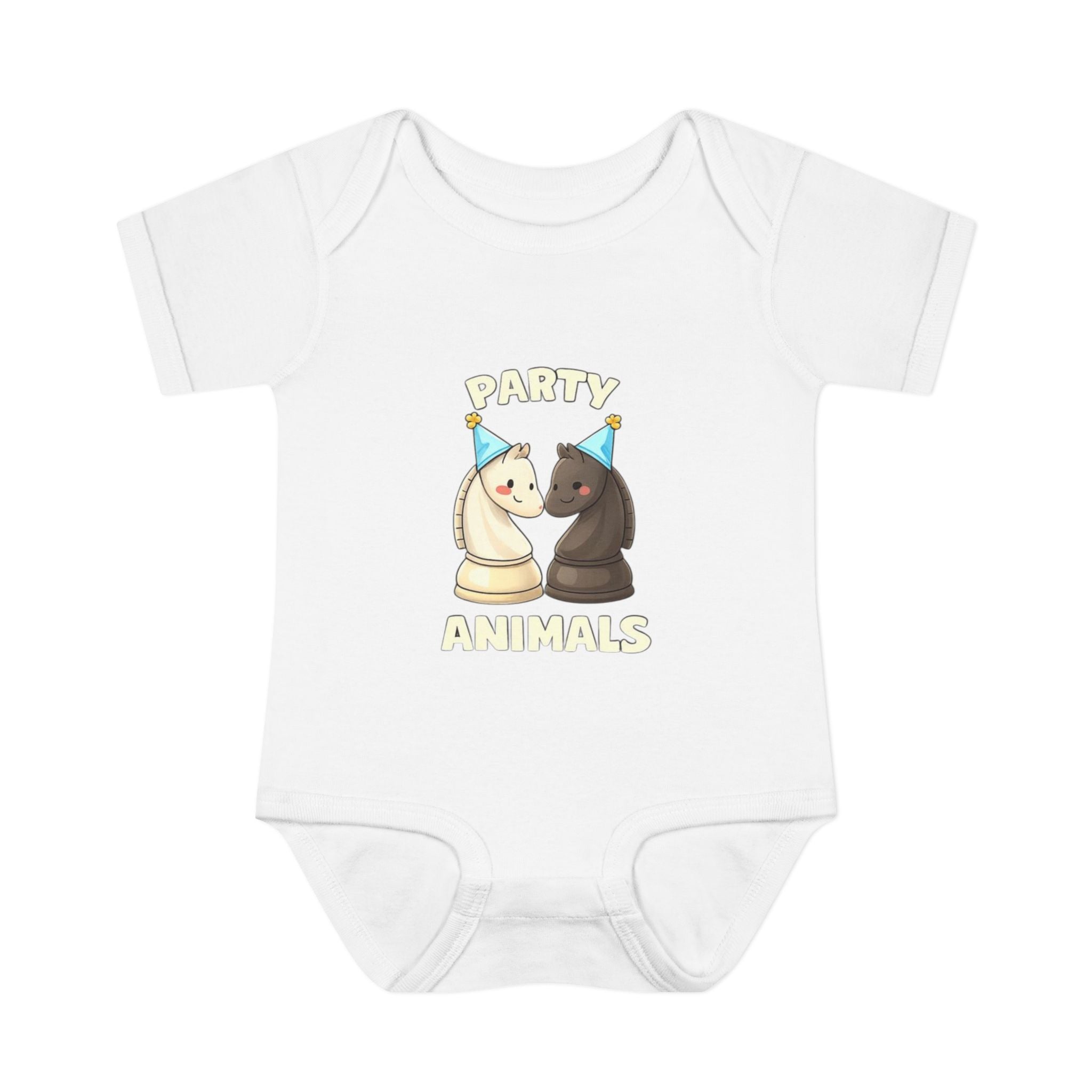 Baby Bodysuit — "Party Animals" Chess Knight Infant Onesie (Cute Birthday Outfit)