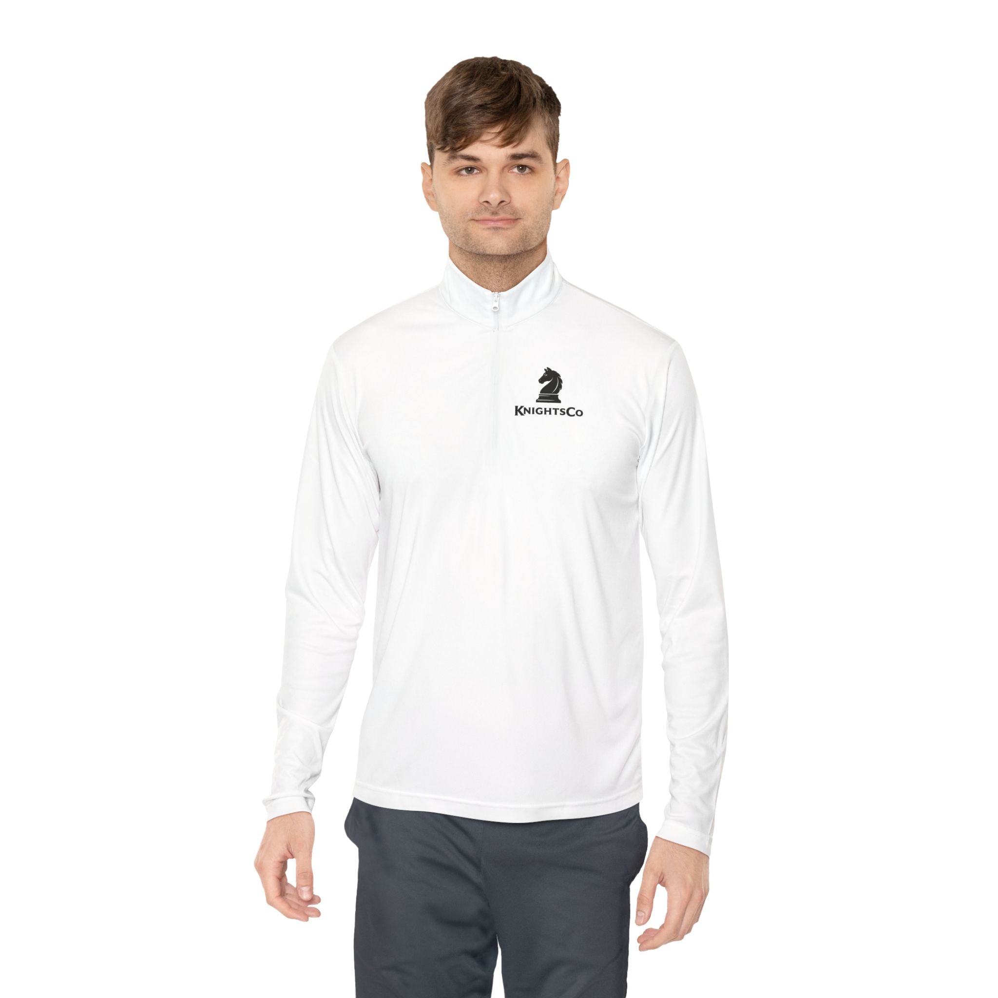 Quarter-Zip Pullover — Minimal Knight Logo