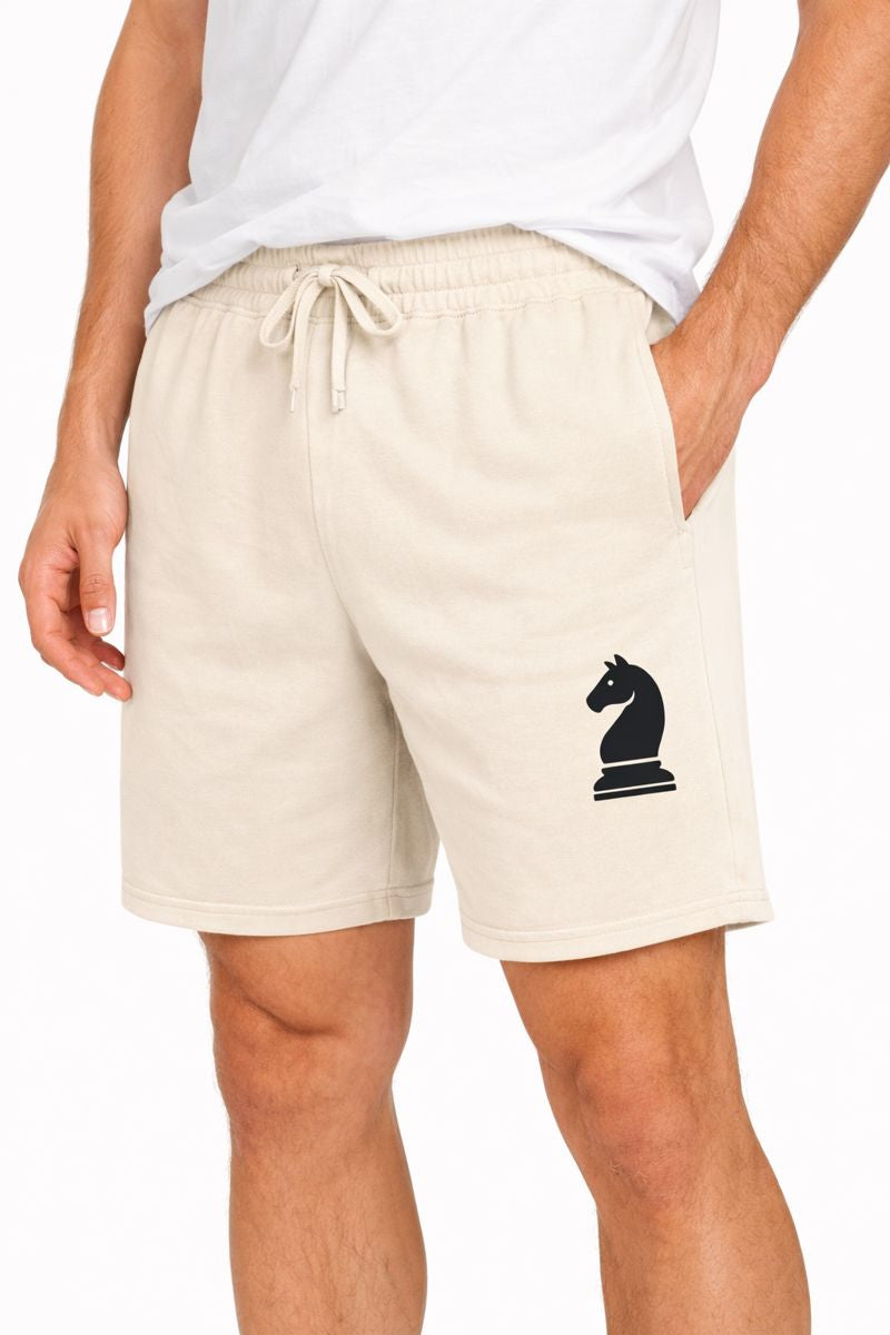 Chess Knight Logo Sweat Shorts — Lightweight Garment-Dyed Fleece