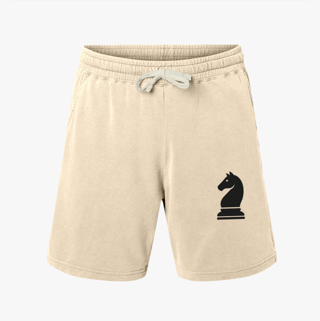 Chess Knight Logo Sweat Shorts — Lightweight Garment-Dyed Fleece