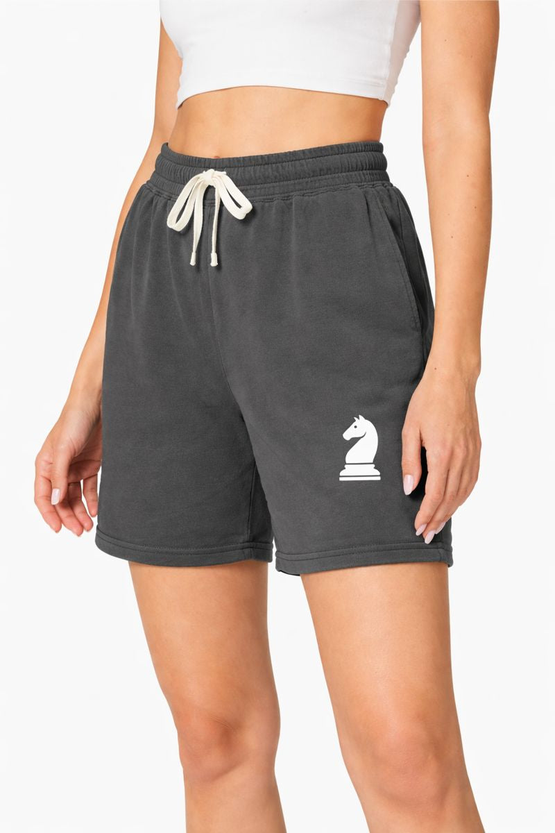 Chess Knight Logo Sweat Shorts — Lightweight Garment-Dyed Fleece