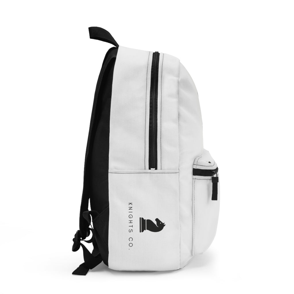 KnightsCo Knight Logo Backpack — White Stylish School & Travel Bag