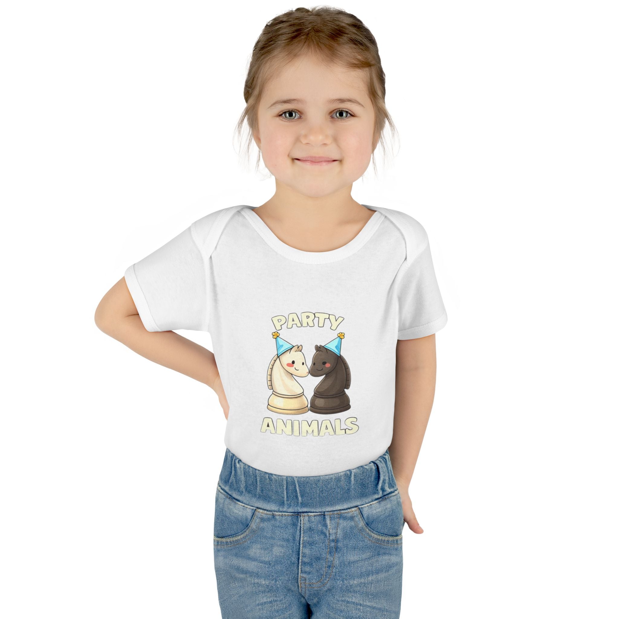 Baby Bodysuit — "Party Animals" Chess Knight Infant Onesie (Cute Birthday Outfit)