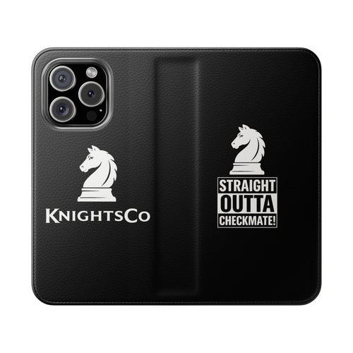 Chess Knight Flip Phone Case — "Straight Outta Checkmate" Wallet Cover